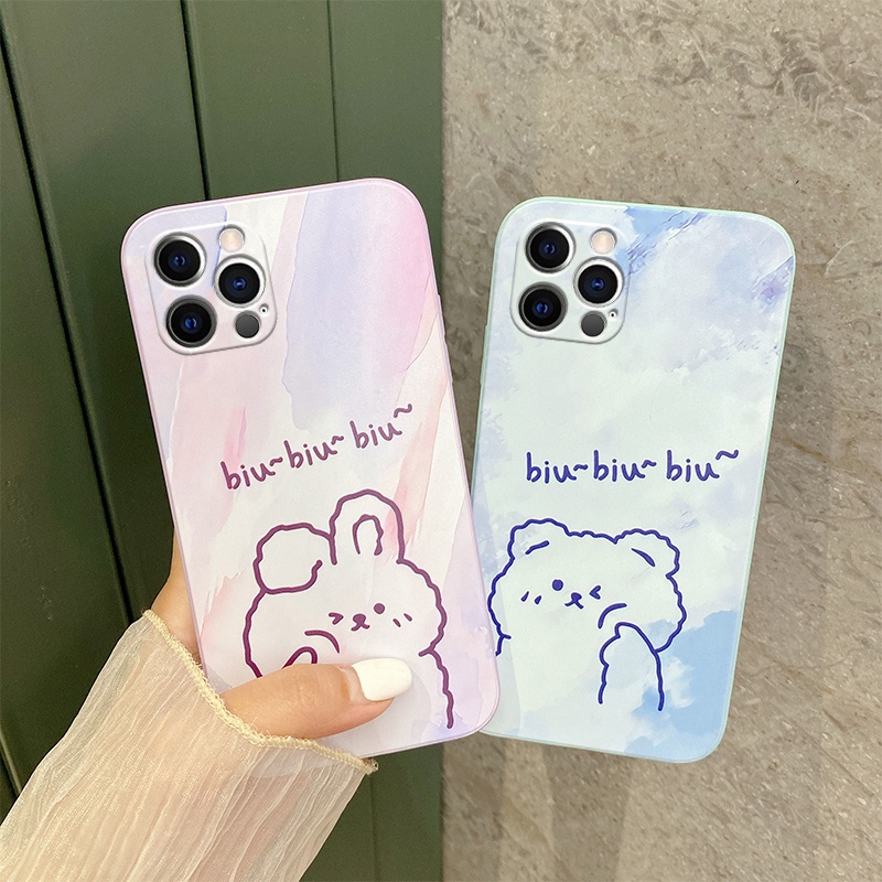 Ốp điện thoại chống sốc chống rơi họa tiết tranh sơn dầu For iPhone 13 iPhone 11 11 Pro Max iPhone 12 12 Pro Max iPhone XS Max Bear Rabbit Dinosaur Crab Creative Camera Protection Fashion Cartoon Casing