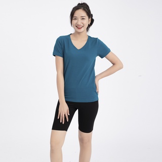 Áo thun nữ cổ tim - Xanh cổ vịt