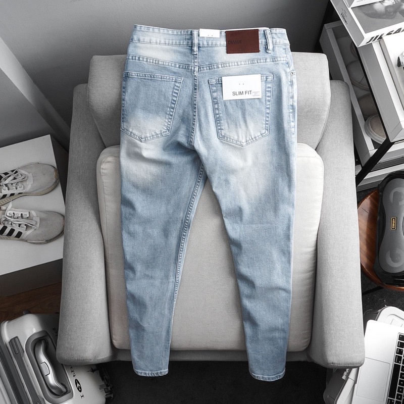 Quần jean denim nam ôm dáng xuất khẩu hàng đẹp co giãn