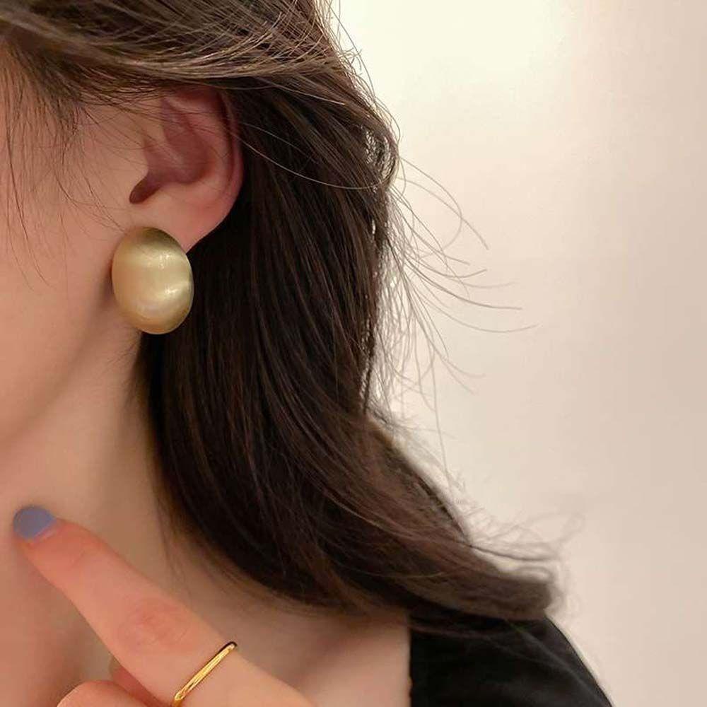 VANES1 Bông Tai Hình Oval Màu Nhám Thiết Kế Ngọt Ngào Thời Trang Cho Nữ