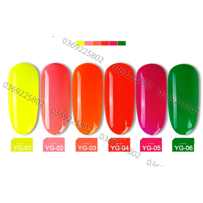 1 set 6 chai sơn AS tông màu NEON YG