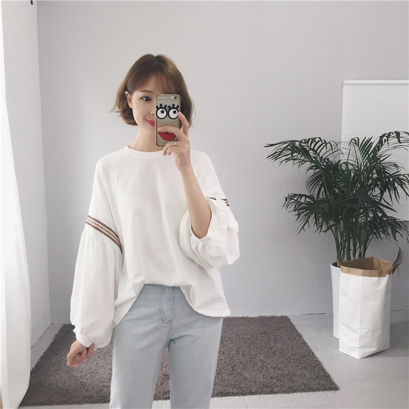 Áo thun IELGY nữ dài tay cổ tròn thời trang Hàn