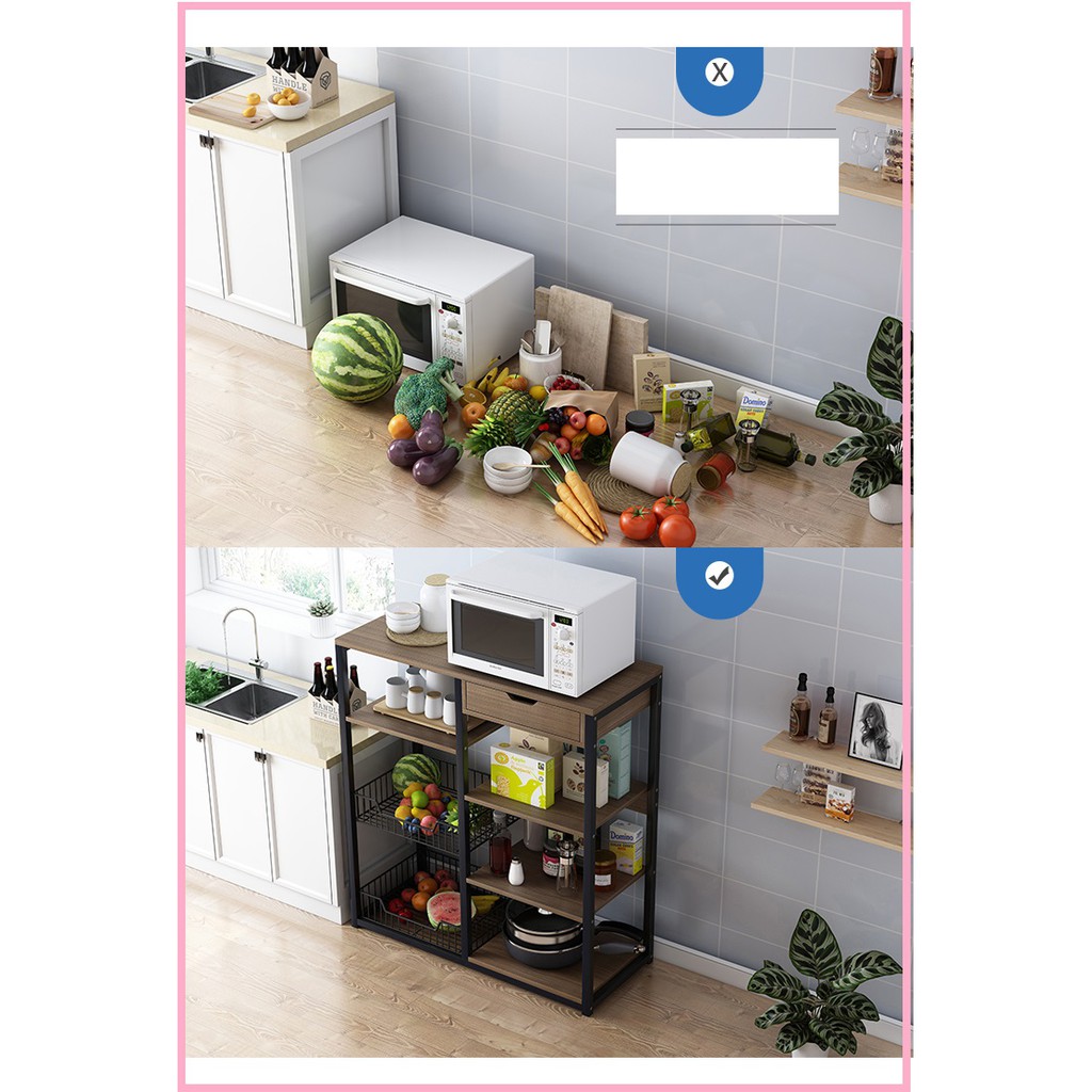 re0663.3 Kệ bếp đa năng 6 ô có ngăn kéo - Kệ lò vi sóng | BigBuy360 - bigbuy360.vn