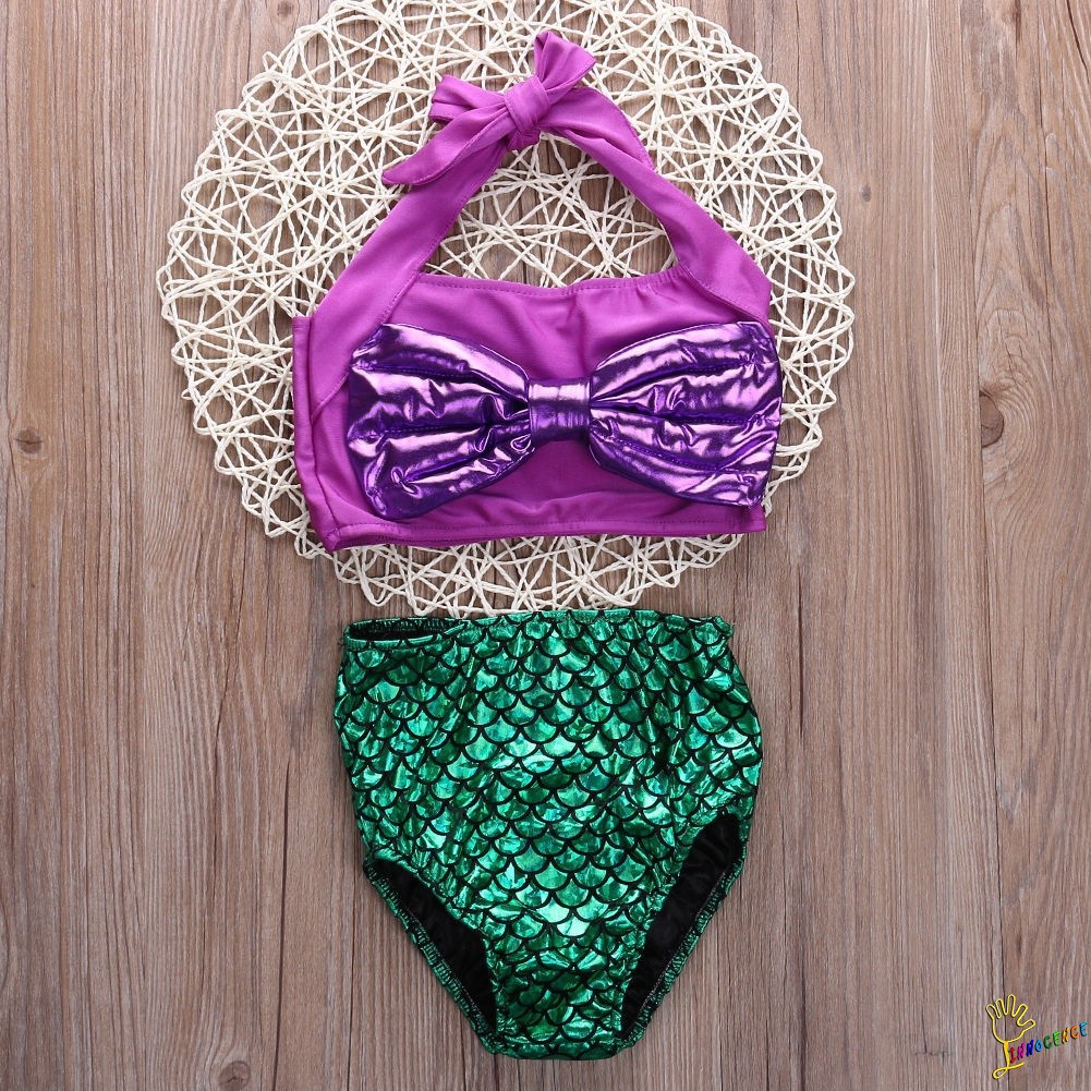 ❤XZQ-Girls Kids Mermaid Swimmable Bikini Set Swimwear Swimsuit Swimming Costumes