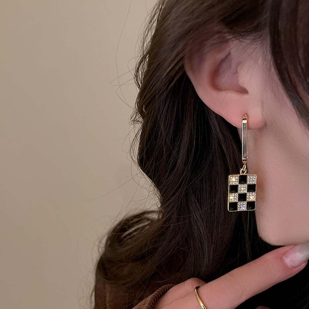 Bông Tai Dáng Dài Họa Tiết Hình Học Thời Trang Thanh Lịch Cho Nữ|Khuyên Tai Tròn Hàn Quốc