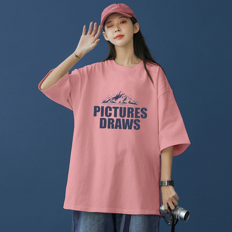 Áo thun nam nữ unisex tay lỡ PICTURES DRAWS basic tee phông form rộng oversize 2 màu trắng và đen cotton dáng xuông