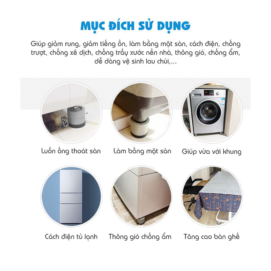 Đế cao su chống rung máy giặt Proki bộ 4 miếng, miếng lót chống rung lắc máy giặt ( tặng kèm túi giặt ) - Soleil Home