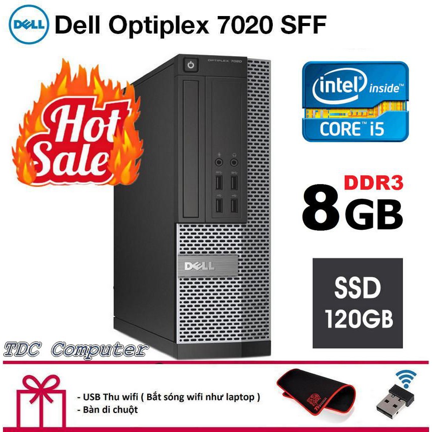 Máy tính đồng bộ Dell Optiplex 9020 / 7020 core i5 4460, ram 8GB, ổ cứng SSD 120GB. Hàng Nhập Khẩu.Quà Tặng