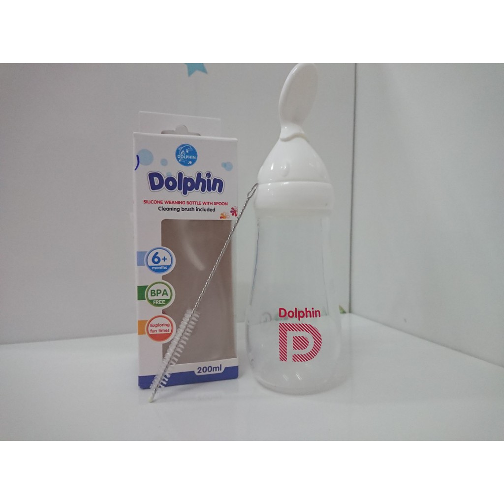 Bình tập ăn Silicone Dolphin 200ml