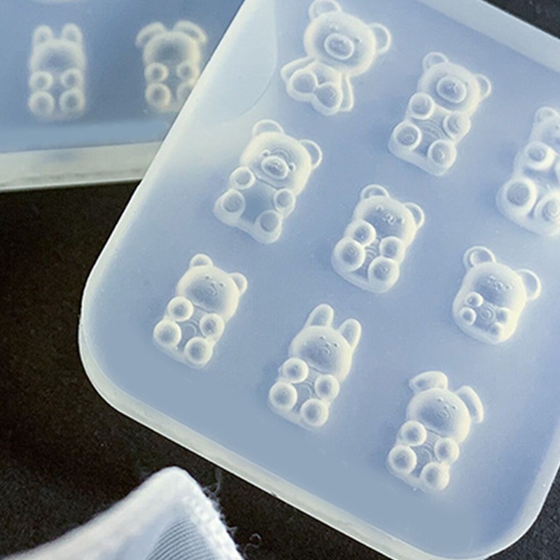 Khuôn Silicone Làm Móc Khóa Hình Gấu Lấp Lánh