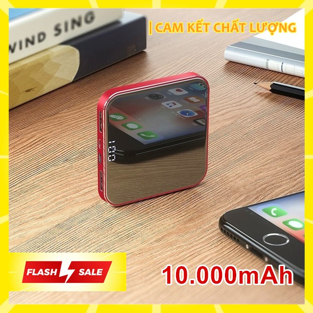 Pin Sạc Dự Phòng 10.000 mAh Chuẩn Mini Siêu Đẹp Sạc An Toàn - Tự ngắt pin khi sạc đầy (Qùa tặng 2 combo Trị giá 50K)