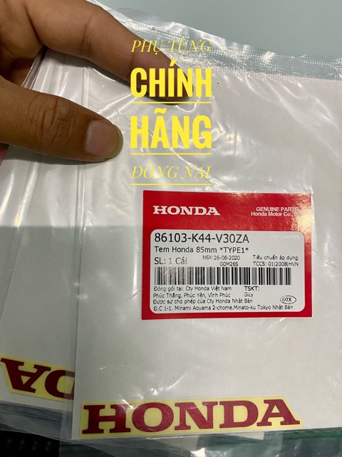 TEM CHỮ HONDA MÀU ĐỎ/ĐEN/BẠC NỀN TRONG CHÍNH HÃNG HONDA VIỆT NAM