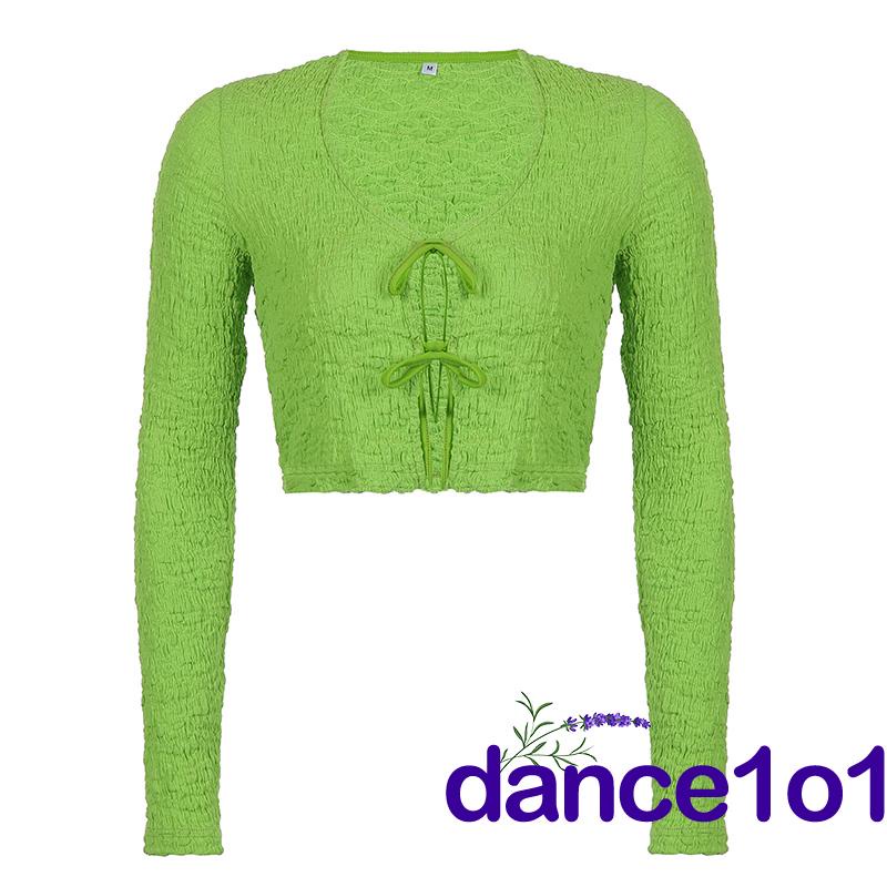 Áo croptop nữ tay dài màu trơn thiết kế quyến rũ thời trang | BigBuy360 - bigbuy360.vn