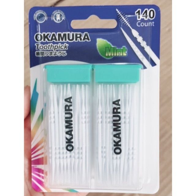 Okamura - Tăm Nhựa Nha Khoa Nhật Bản - Hộp 140 Que