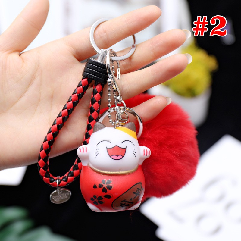 Móc khóa treo balo Mèo thần tài Maneki MAY MẮN bông CUTE