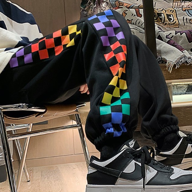 【M-3XL】Quần Thể Thao Ống Rộng Co Giãn Kẻ Sọc Nhiều Màu Thời Trang Cho Nam