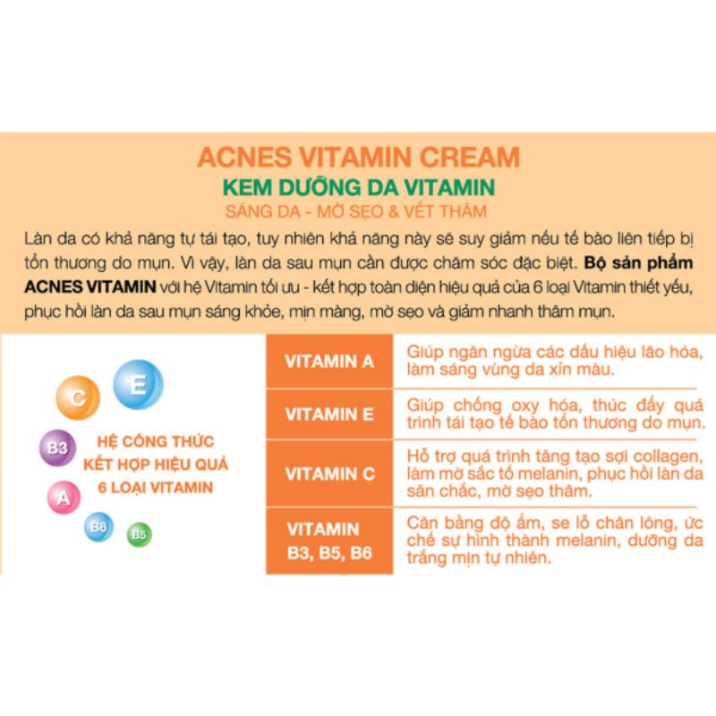 Kem Dưỡng Trắng Da Mờ Thâm Acnes Vitamin 40gr
