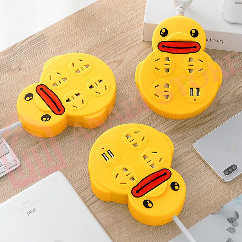 Ổ Điện Vịt Vàng Siêu Cute ANABI - Ổ Điện Đa Năng Tích Hợp Cổng Sạc USB ( Dây 1.8m)