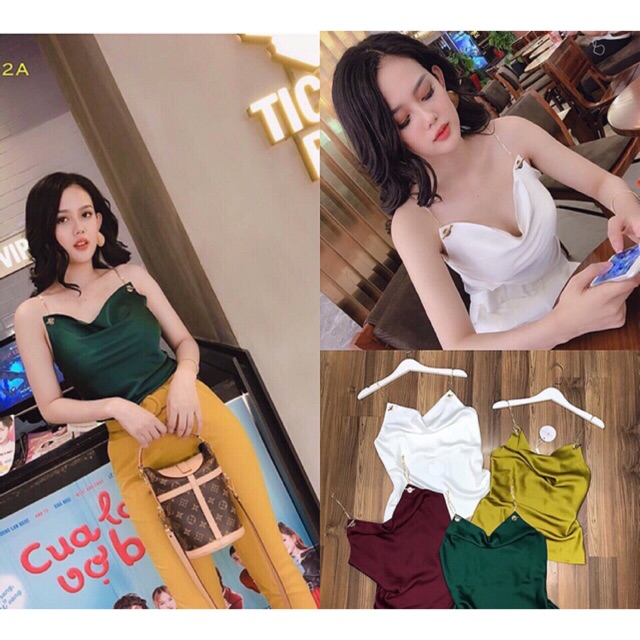 Áo lụa dây xích cổ đổ 🌿