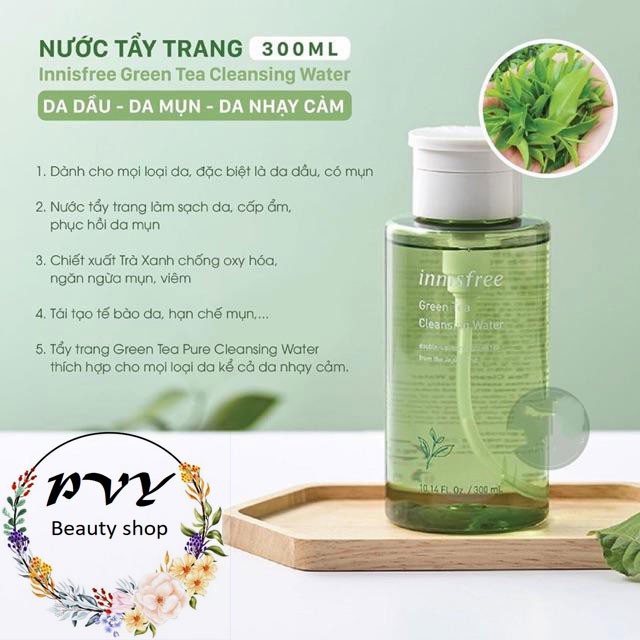 Nước tẩy trang innisfree Green Tea Cleansing Water 300ml #Pvy Beauty