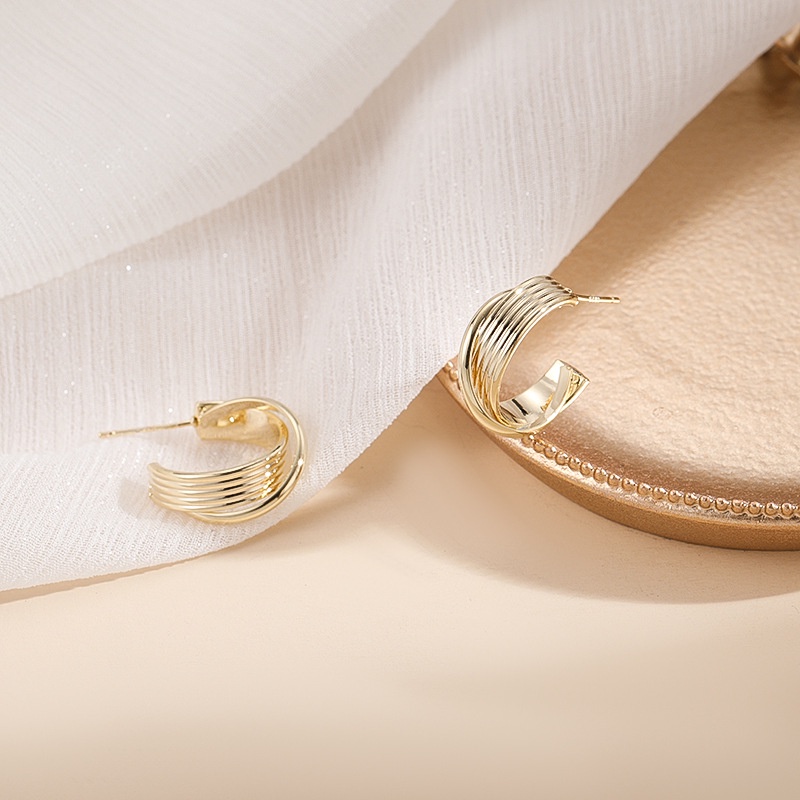 Bông tai/ Hoa tai hợp kim 1 vòng mảnh 1 vòng dày phong cách Hàn Quốc