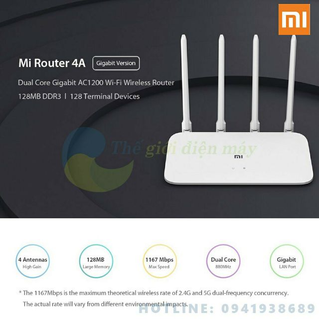 👑 Bộ Phát Wifi Xiaomi Mi Router Gen 4A Dual kênh 2.4G & 5G băng thông 1200Mbps ☑ BH 12 tháng  ( 💯 Chính Hãng )