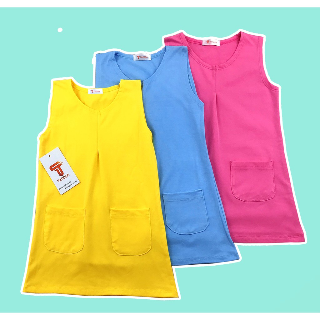 Váy Đầm chữ A túi năng động cho bé gái mặc hè Size 1-5 tuổi Tanosa Kids