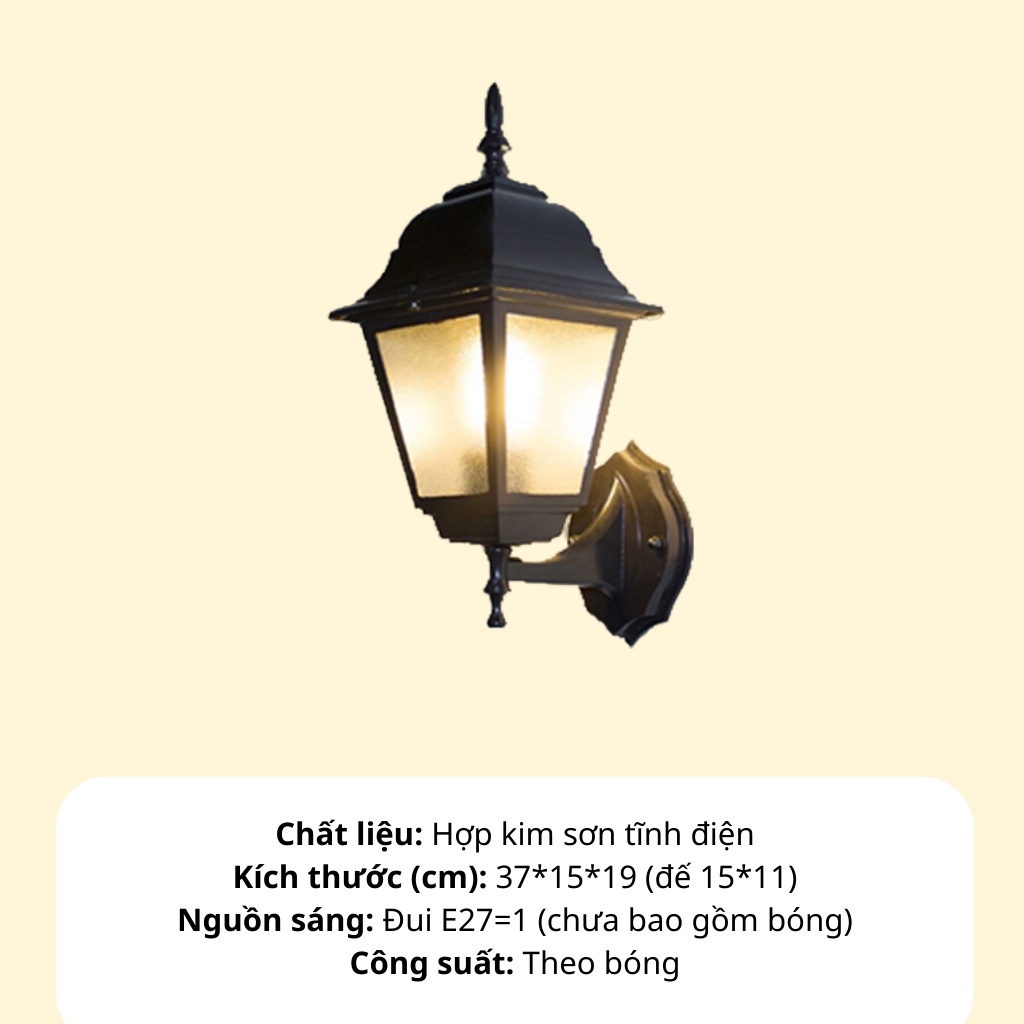 Đèn Gắn Tường Ngoài Trời THỦ ĐÔ LIGHTING Thân Đèn Hợp Kim Phủ Sơn Đen Và Trang Bị Đui E27 HC-B011