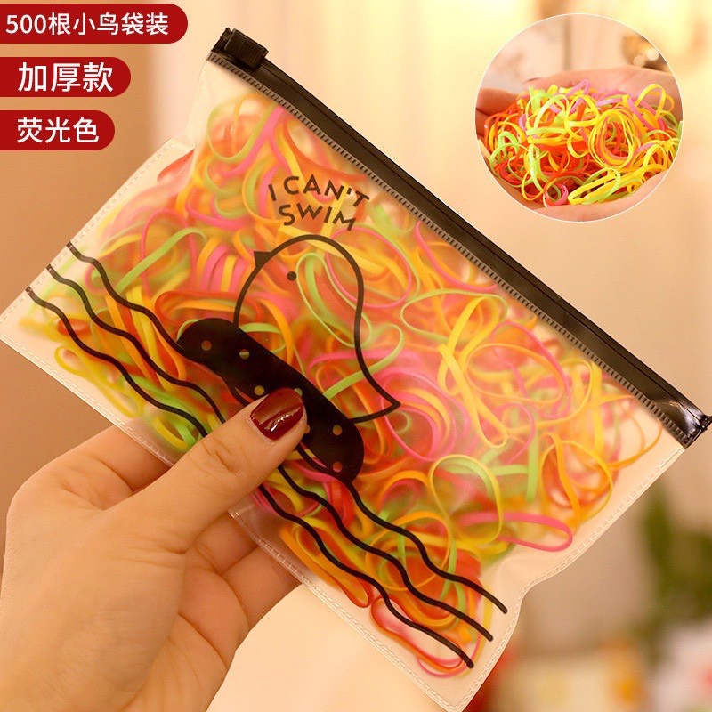 Túi 1000 dây thun cột tóc cao su co giãn có túi zip cho bé