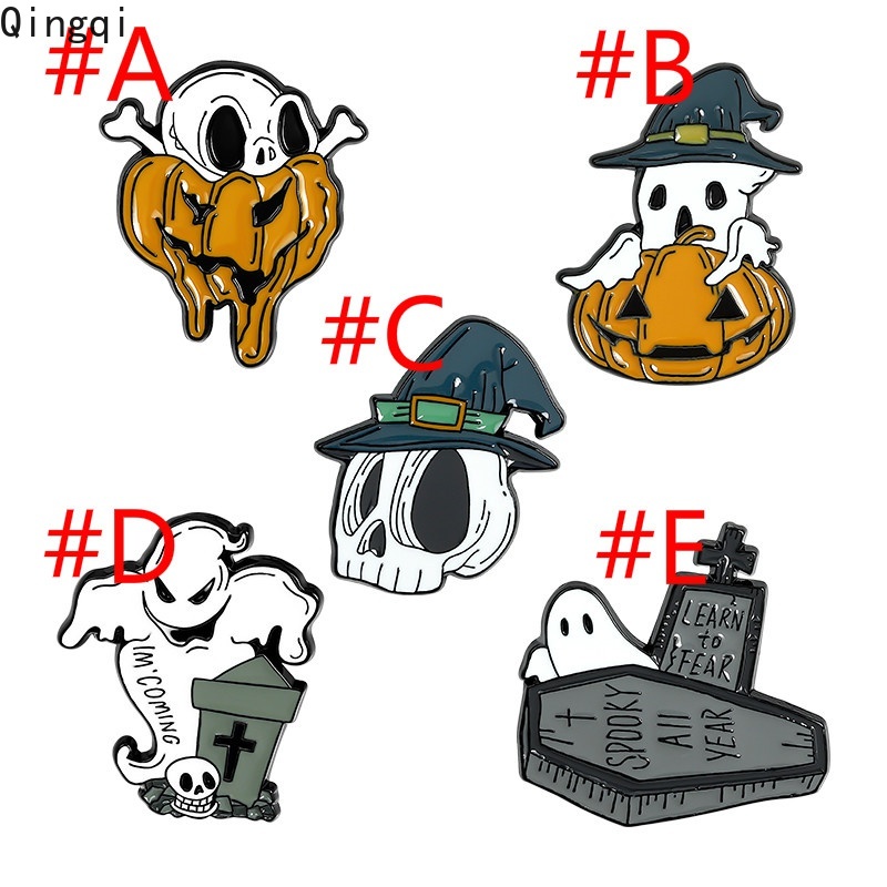 Ghim Cài Áo Hình Đầu Lâu Bí Ngô Ma Quỷ Phong Cách Gothic Cho Bạn Bè