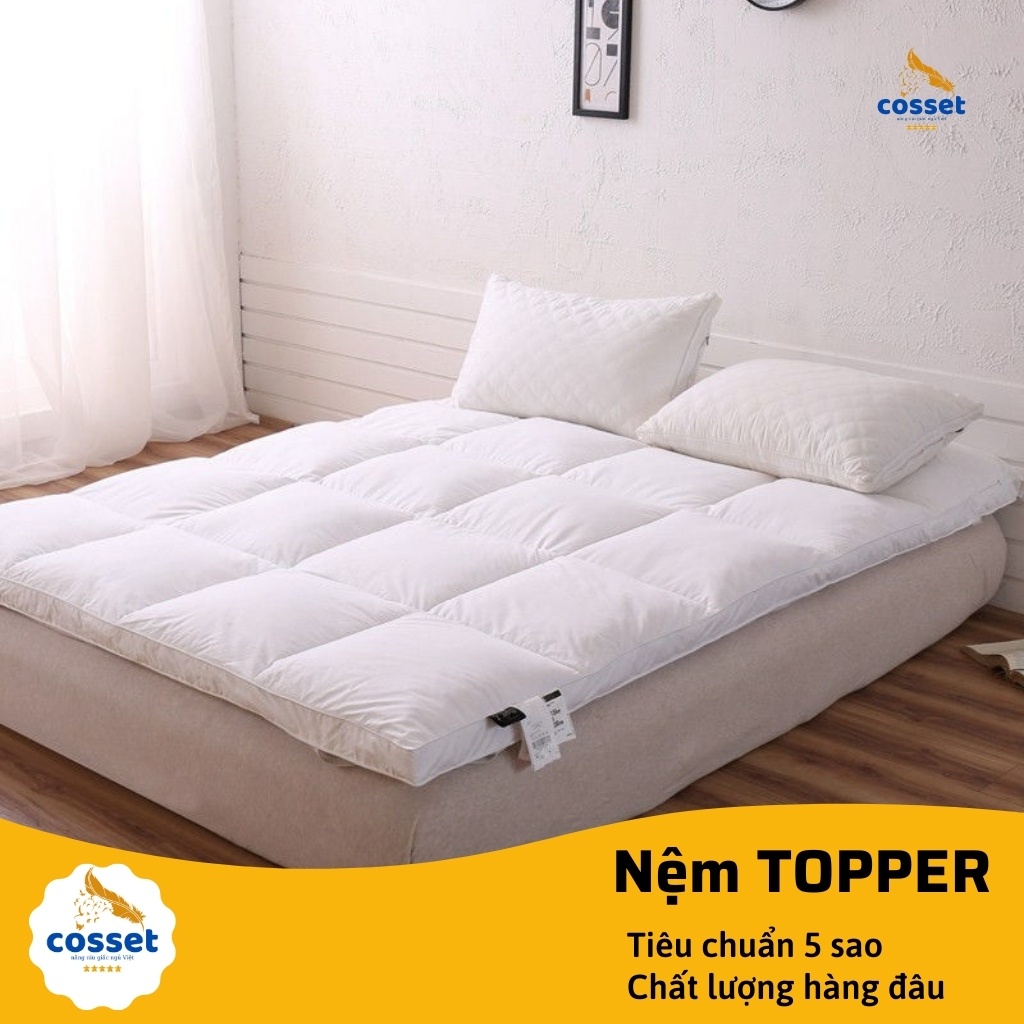 Topper Nệm COSSET - Tấm Làm Mềm Nệm Khách Sạn Giúp Có Giấc Ngủ Ngon và Sâu Hơn - Vải Cotton Poly Cao Cấp