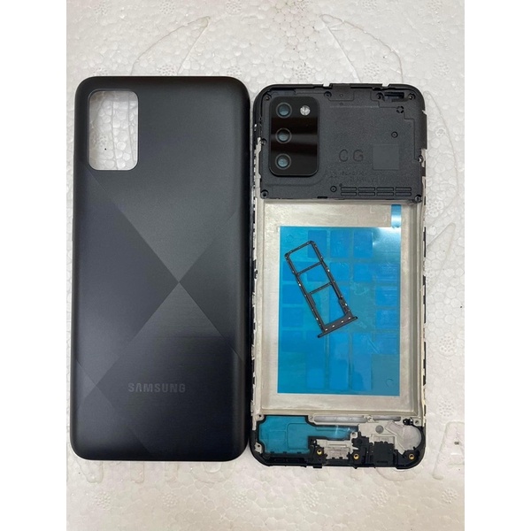 Vỏ Bộ Samsung A02s đen Zin new hãng Có Vành Camera ( không kèm khay sim )