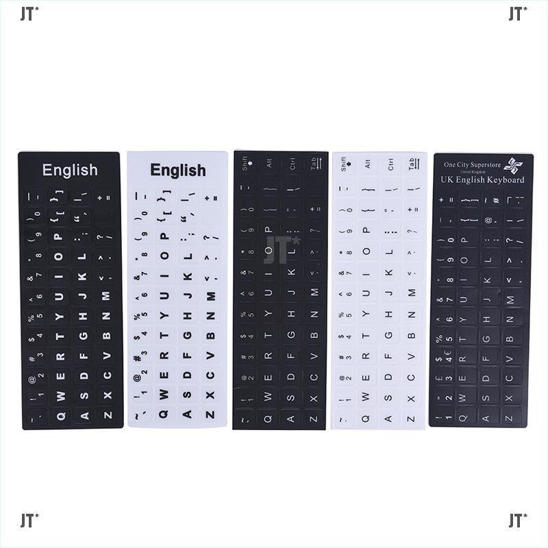 JT"English Keyboard Replacement Stickers White on Black Any  Computer Laptop