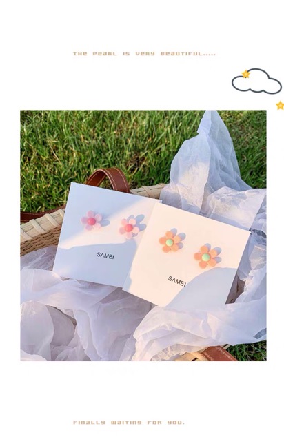 Bông tai hoa nhiều màu xinh tươi mùa hè