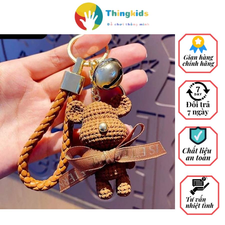 Móc khóa hình gấu hoạt hình dễ thương nhiều màu sắc tùy chọn - Thingkids