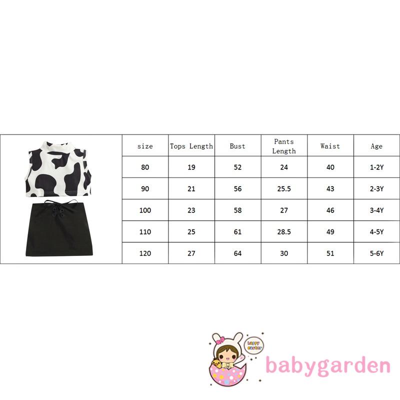 Bộ Áo Tank Top + Chân Váy Họa Tiết Bò Sữa Dễ Thương Thời Trang Mùa Hè Cho Bé Gái 1-6 Tuổi