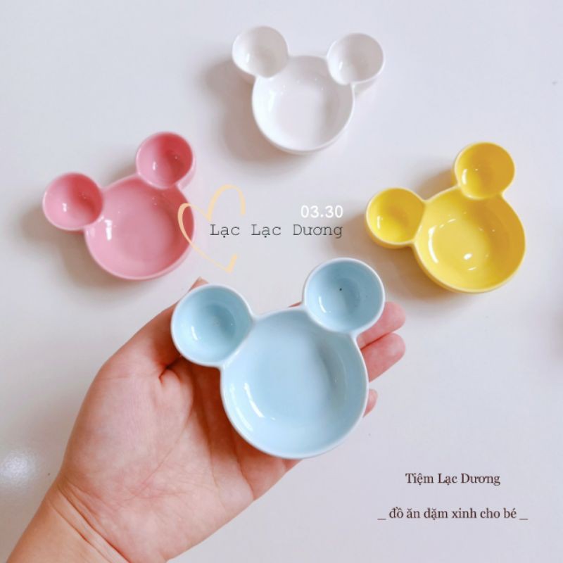 Bát đĩa ăn dặm gốm sứ hình Mickey cho bé, nhỏ xinh đáng yêu