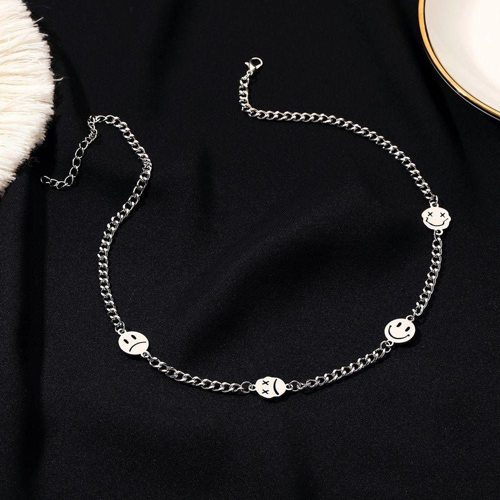 EXPEN Vòng cổ Choker Hai Mặt Hình Mặt Cười Dễ Thương Sáng Tạo Phong Cách Hàn Quốc Dành Cho Nam Nữ