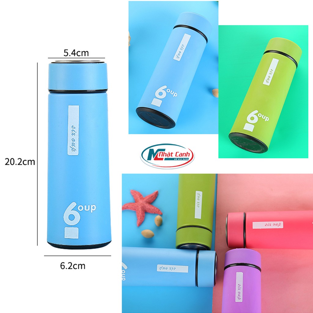 Bình nước thủy tinh bọc nhựa giữ nhiệt 450ml - bình màu 6UP | BigBuy360 - bigbuy360.vn