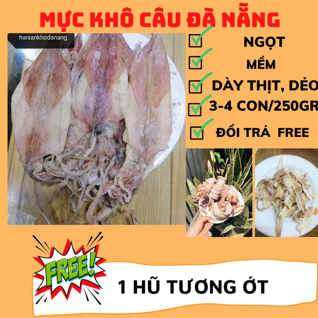 Mực khô câu đặc sản đà nẵng ngọt, mềm, dẻo(3-4 con)