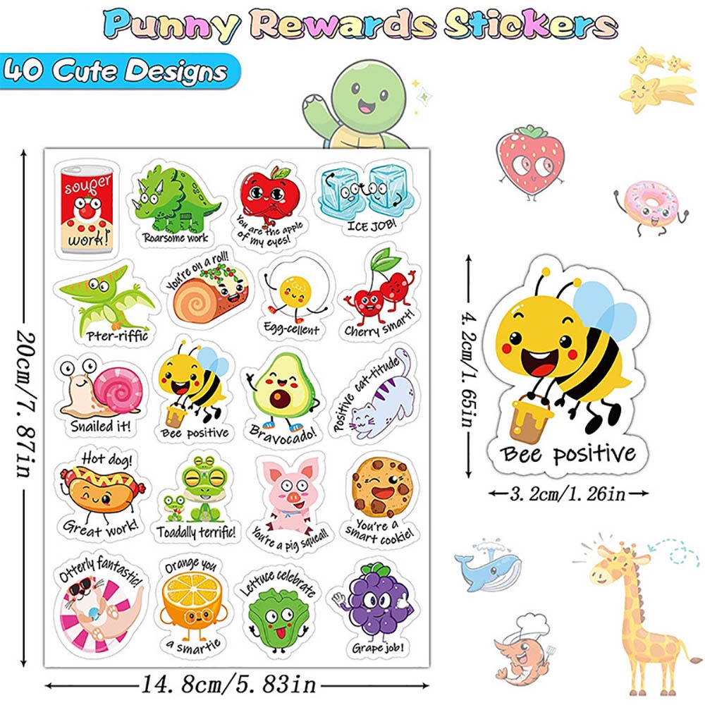 Set 100 Miếng Dán Khen Thưởng Động Vật Hoạt Hình Dễ Thương Cho Học Sinh