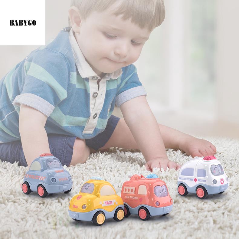 0-3 Years Old Baby Anti-fall Toys Early Education Puzzle Cartoon Inertia Macaron Color Car for Kids