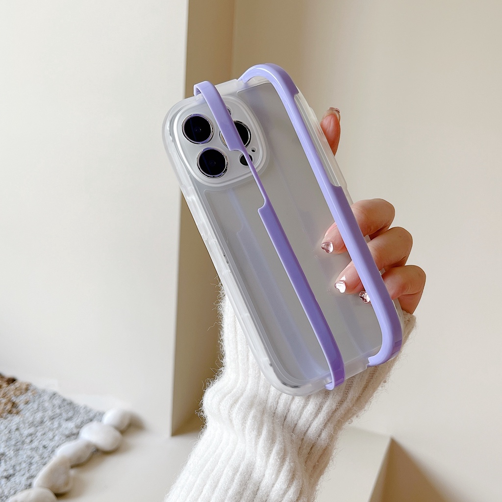 Ốp Điện Thoại Silicone Trong Suốt Chống Sốc Có Giá Đỡ Cho iPhone 13 12 11 Pro Max XS XR 8 7 Plus