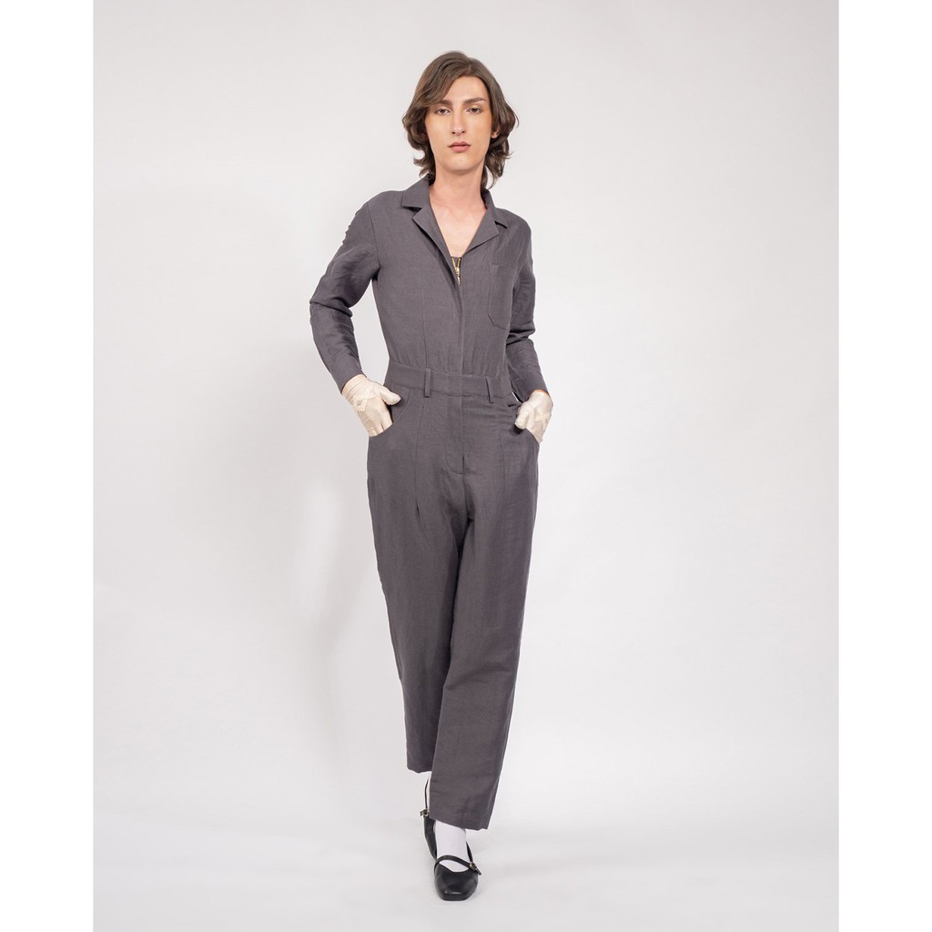 [Mã LT200 giảm 200K đơn 699K] Jumpsuit Yvette Libby N'guyen Paris, Voyager, Nữ, Màu Xám