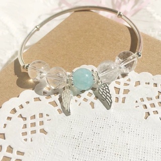 Vòng tay thiên thần phối đá phong thủy Aquamarine Thiên nhiên