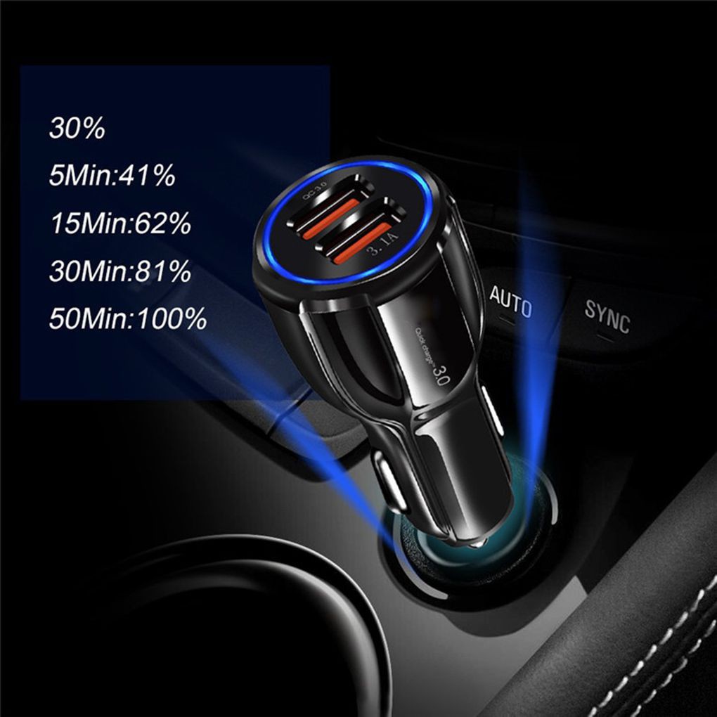 Ổ cắm sạc nhanh xe hơi 2 cổng usb qc 3.0 5v 3.1a