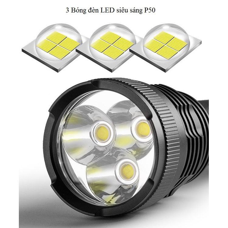 Đèn pin siêu sáng 3 led P50 bản cao cấp