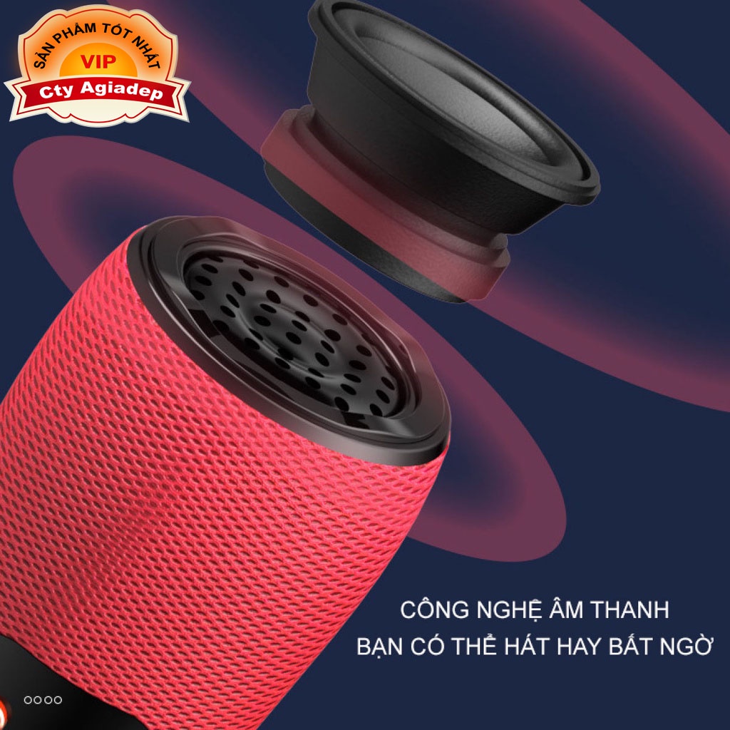 Mic Karaoke Kiêm Loa Bluetooth WS-898, Micro không dây hát karaoke mini cầm tay Nâng giọng cực chất, Loa hát karaoke AGD