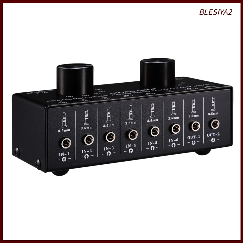 [BLESIYA2]Speaker Switch Box Switcher Selector 6 Way Port 3.5mm Stereo Audio Video Box