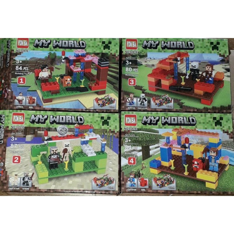 Lắp ráp 1 hộp LegoMinecraft MyWord 0281E có nhiều chi tiết bằng nhựa ABS